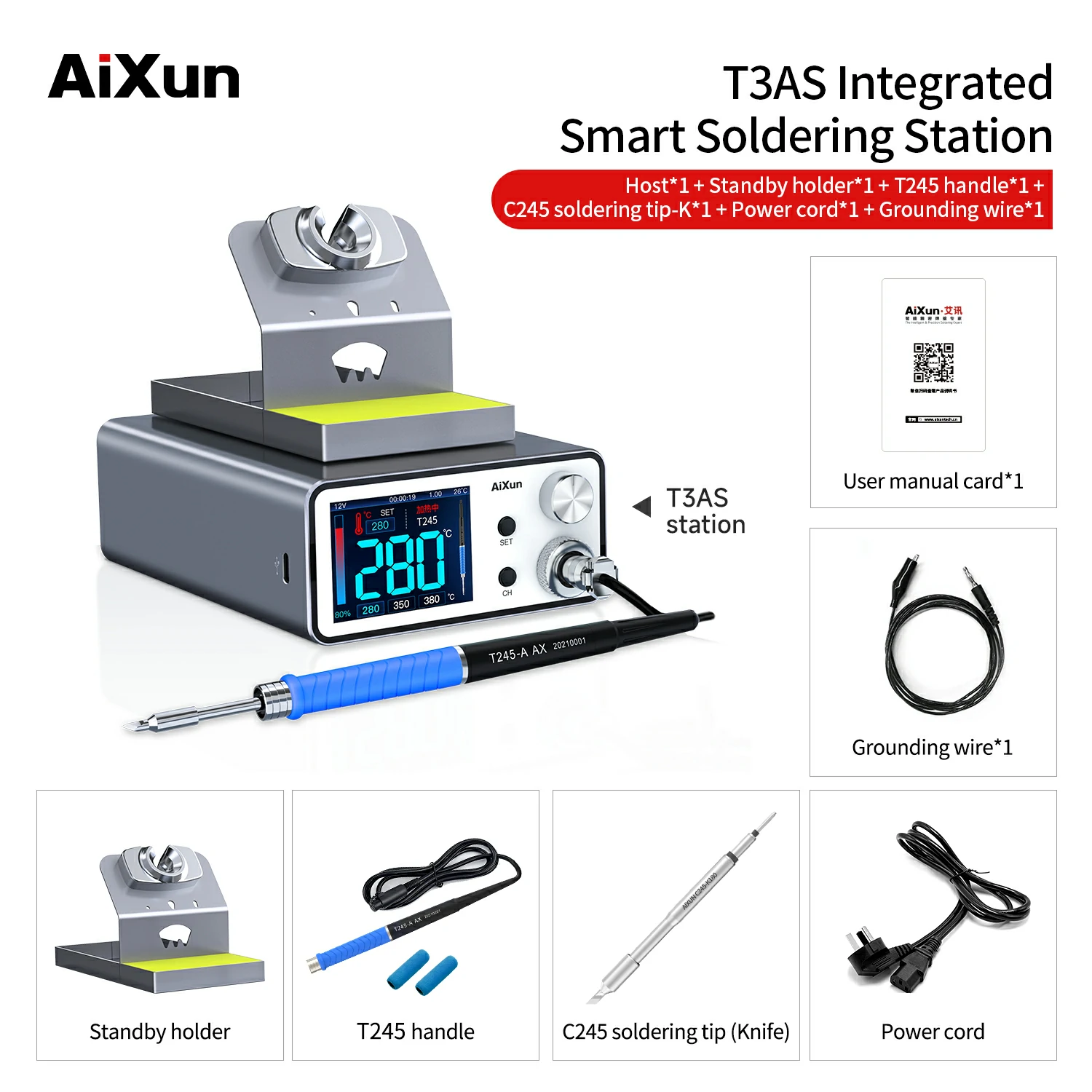 T3AS 200W All-in-One Soldering Station with T245 Handle Economical Welding